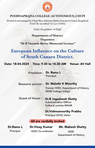 EUROPEAN INFLUENCE ON  THE CULTURE OF SOUTH CANARA DISTRICT